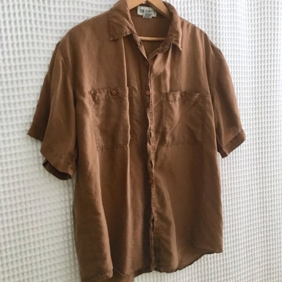 Vintage Pure Silk Button Down Short Blouse Small - Picture 4 of 4